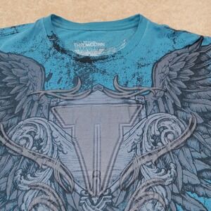 Throwdown Premium By Affliction Graphic Short Sleeve T-Shirt‎ Medium Blue